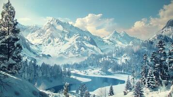 beautiful winter nature landscape amazing mountain photo