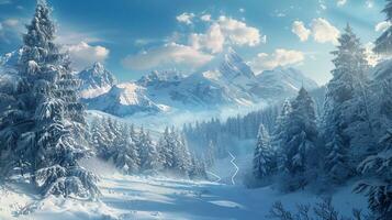 beautiful winter nature landscape amazing mountain photo