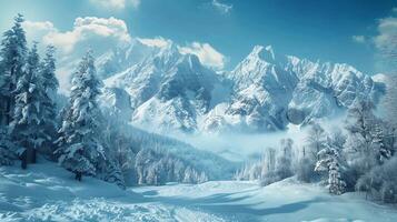 beautiful winter nature landscape amazing mountain photo