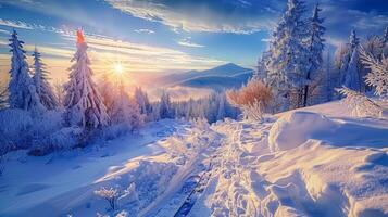 beautiful winter nature landscape amazing mountain photo