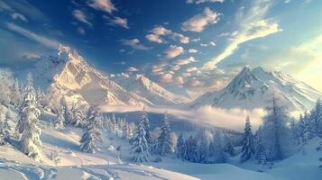 beautiful winter nature landscape amazing mountain photo