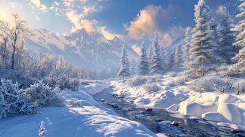 beautiful winter nature landscape amazing mountain photo