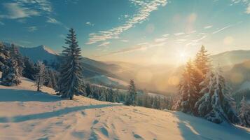 beautiful winter nature landscape amazing mountain photo