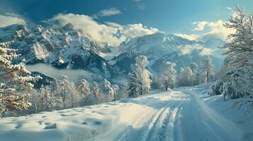 beautiful winter nature landscape amazing mountain photo