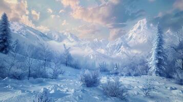 beautiful winter nature landscape amazing mountain photo