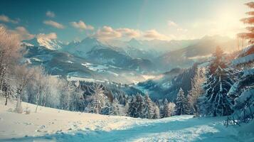 beautiful winter nature landscape amazing mountain photo