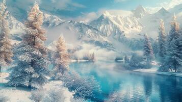 beautiful winter nature landscape amazing mountain photo