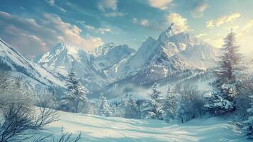 beautiful winter nature landscape amazing mountain photo