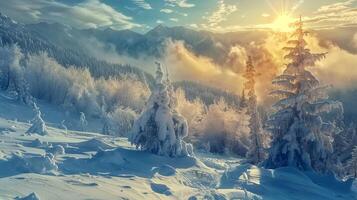 beautiful winter nature landscape amazing mountain photo