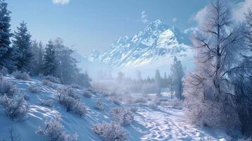 beautiful winter nature landscape amazing mountain photo