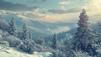 beautiful winter nature landscape amazing mountain photo