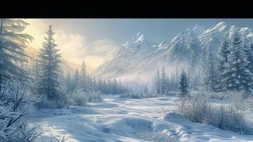 beautiful winter nature landscape amazing mountain photo