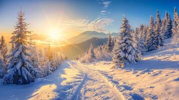 beautiful winter nature landscape amazing mountain photo