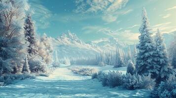 beautiful winter nature landscape amazing mountain photo