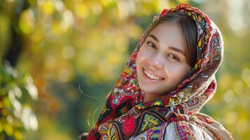 beautiful young woman in traditional clothing photo