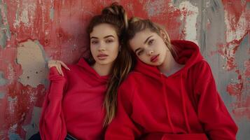 bff printed on red hoodie detailed high quality photo