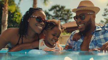 black family enjoying summer together at backyard photo