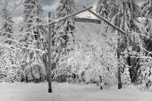 invierno paisaje en harz montañas,harz nacional parque, alemania foto
