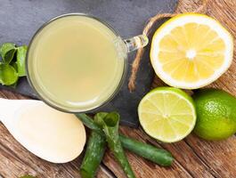 Drink with aloe vera and lemons photo