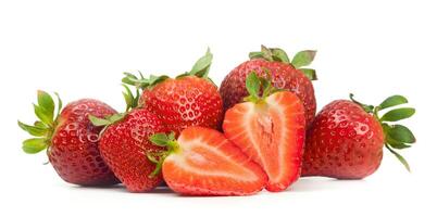 a group of strawberries on a white background photo