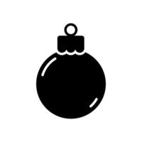 Navidad pelota negro glifo icono. aislado en blanco. vector