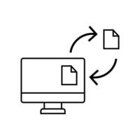 Document network flow. Electronic documentation concept. Single black line icon. vector