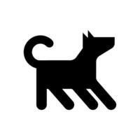 Dog playing or walking single black glyph icon. Round tail, prick ears. isolated on white. vector