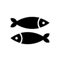 Two fish simple abstract black glyph icon or logo. vector