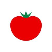 Red ripe single tomato. flat color icon isolated on white. vector