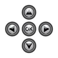 3D direction control and ok button icon set on white background. vector