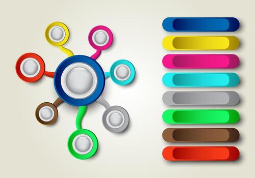 Infographic business presentation template with circular interconnection with 8 options. vector