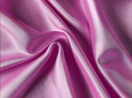 Delicate and elegant pink silk fabric. Wavy abstract satin cloth texture. Smooth drape material for sewing production photo