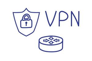 VPN protection shield. Virtual Private Network icon. Connection symbol drawing icon internet. vector