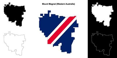 Mount Magnet blank outline map set vector