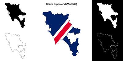 South Gippsland blank outline map set vector