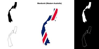 Mandurah blank outline map set vector