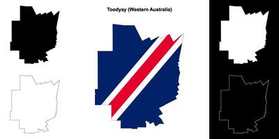 Toodyay blank outline map set vector