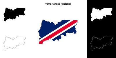 Yarra Ranges blank outline map set vector