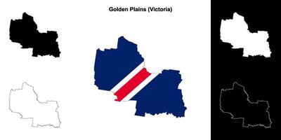 Golden Plains blank outline map set vector