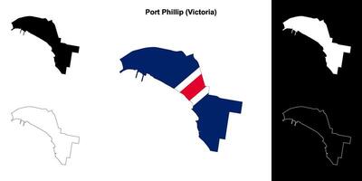 Port Phillip blank outline map set vector