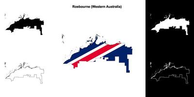 Roebourne blank outline map set vector