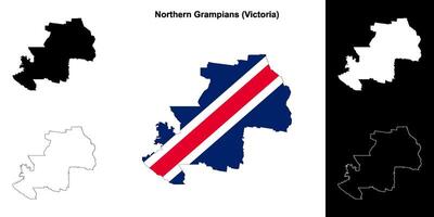 Northern Grampians blank outline map set vector