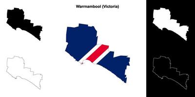 Warrnambool blank outline map set vector