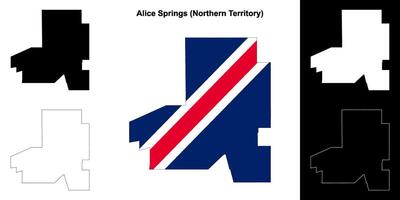 Alice Springs blank outline map set vector