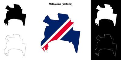 Melbourne blank outline map set vector