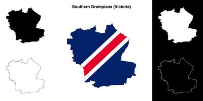 Southern Grampians blank outline map set vector