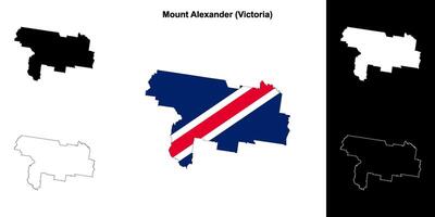 Mount Alexander blank outline map set vector
