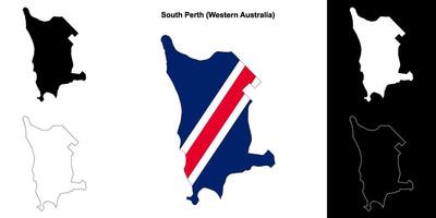 South Perth blank outline map set vector