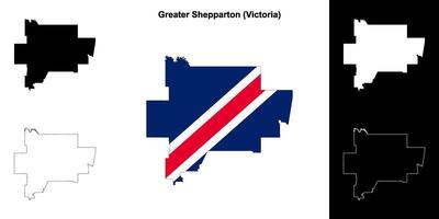 Greater Shepparton blank outline map set vector