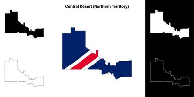 Central Desert blank outline map set vector